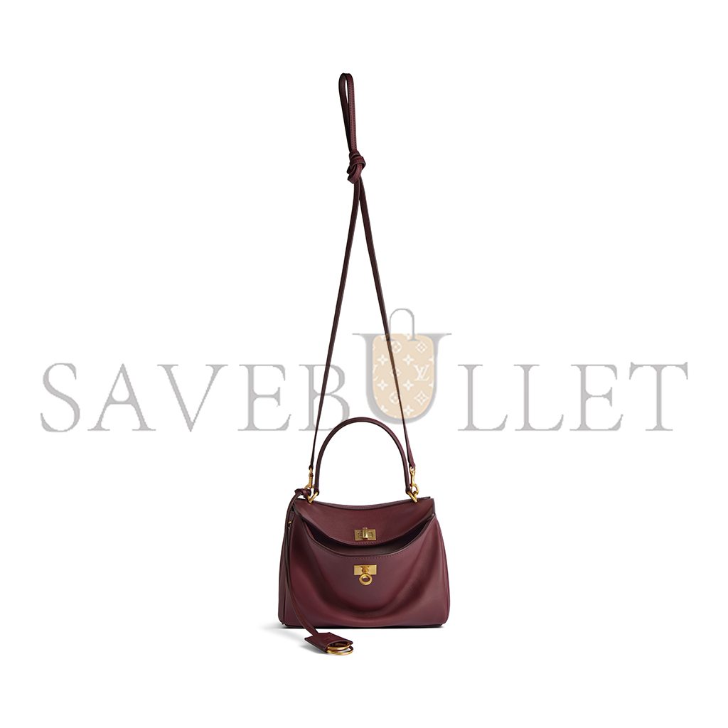 BALENCIAGA WOMEN'S RODEO MINI HANDBAG IN DARK BURGUNDY 7954562AA4V6034 (22.8*9.9*8.3cm)